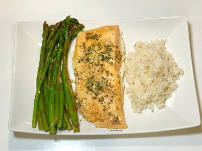 herb butter salmon and asparagus foil packs